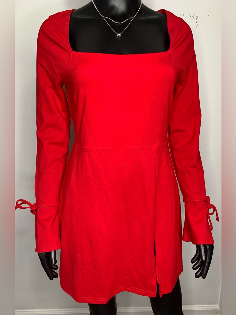 Finesse Square-Neck Long Sleeve Mini Dress
